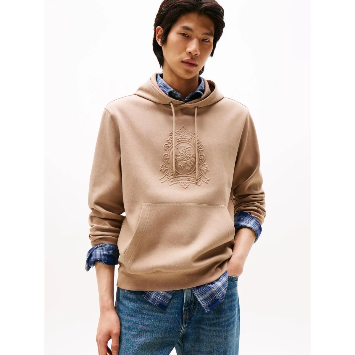 TOMMY HILFIGER - SWEATSHIRT PIQUE CREST EMBOSSED HOODIE TH