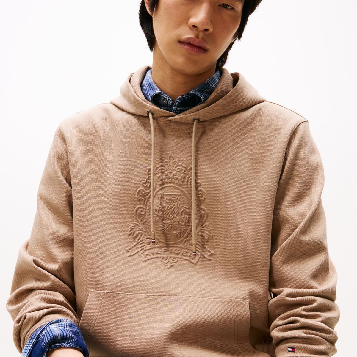 TOMMY HILFIGER - SWEATSHIRT PIQUE CREST EMBOSSED HOODIE TH