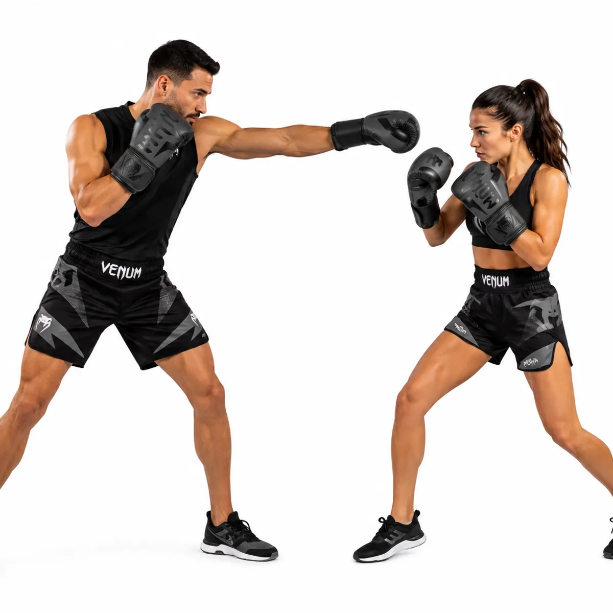 VENUM - GUANTES DE BOXEO PAR 12 OZ  NEGRO CON  NEGRO
