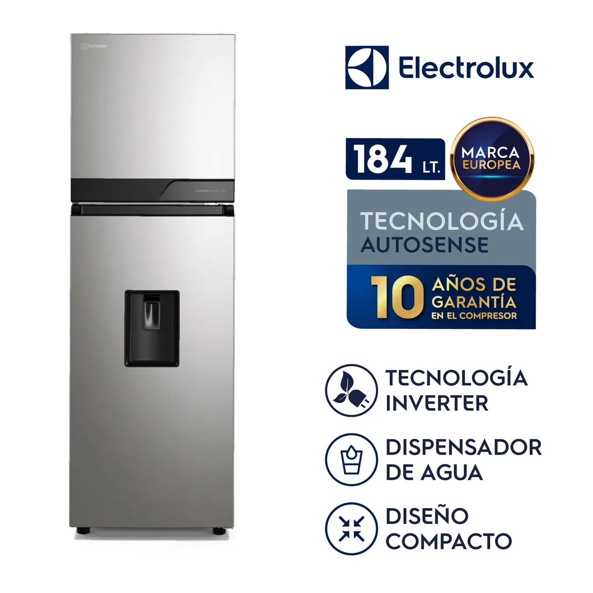 Electrolux - Refrigeradora Top Freezer con dispensador 184L No Frost Silver  Electrolux ERT20A2P6DS