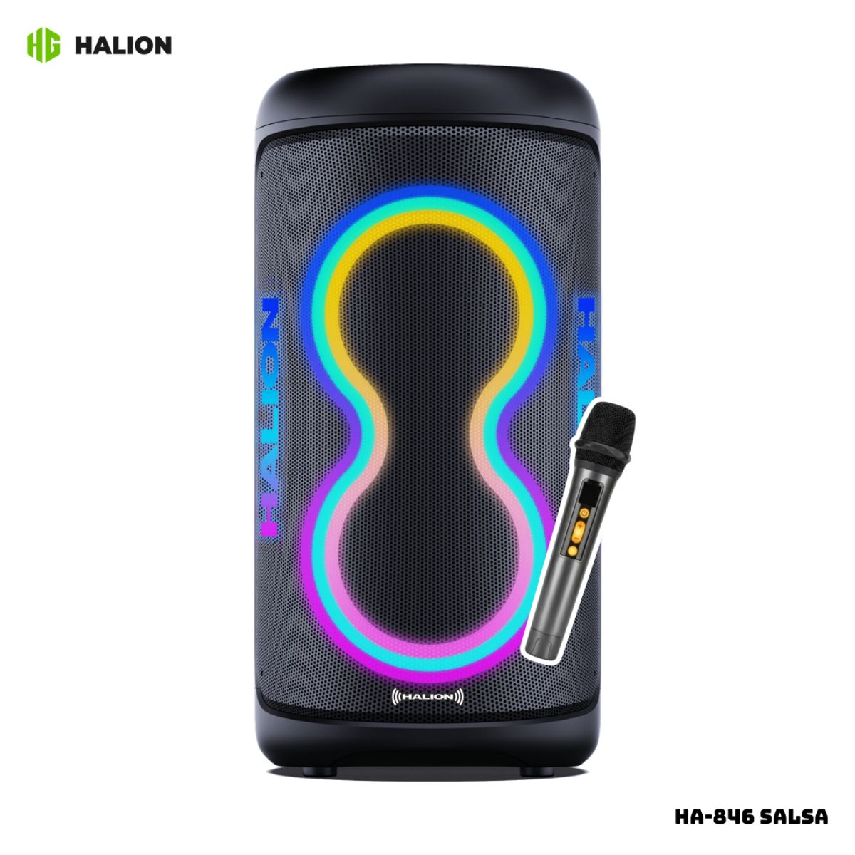 HALION - PARLANTE HALION CON BATERIA 80W RMS 1 MICROFONO - HA-846 SALSA