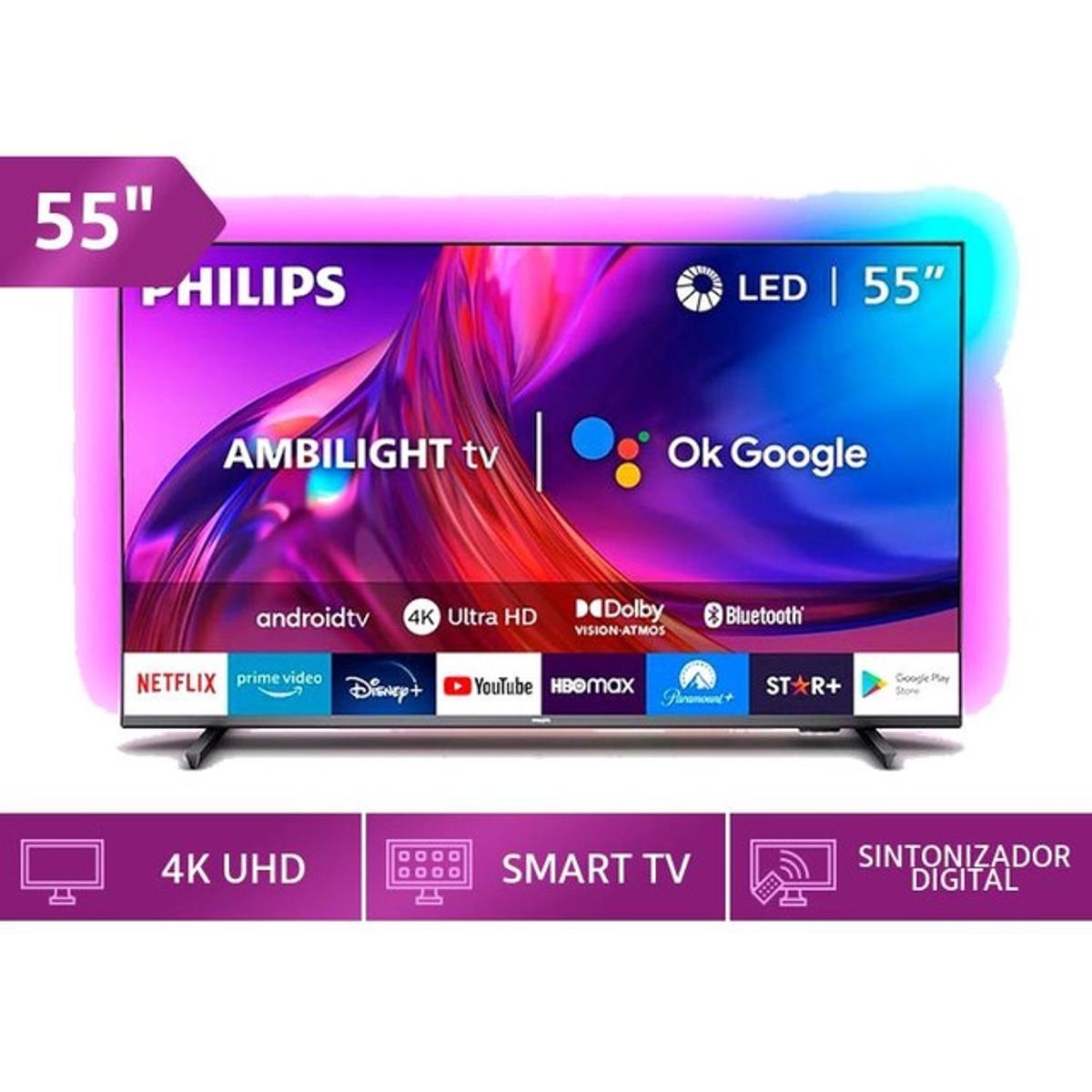 PHILIPS - TELEVISOR SMART TV PHILIPS 4K ULTRA HD 55 55PUD7906 GOOGLE TV