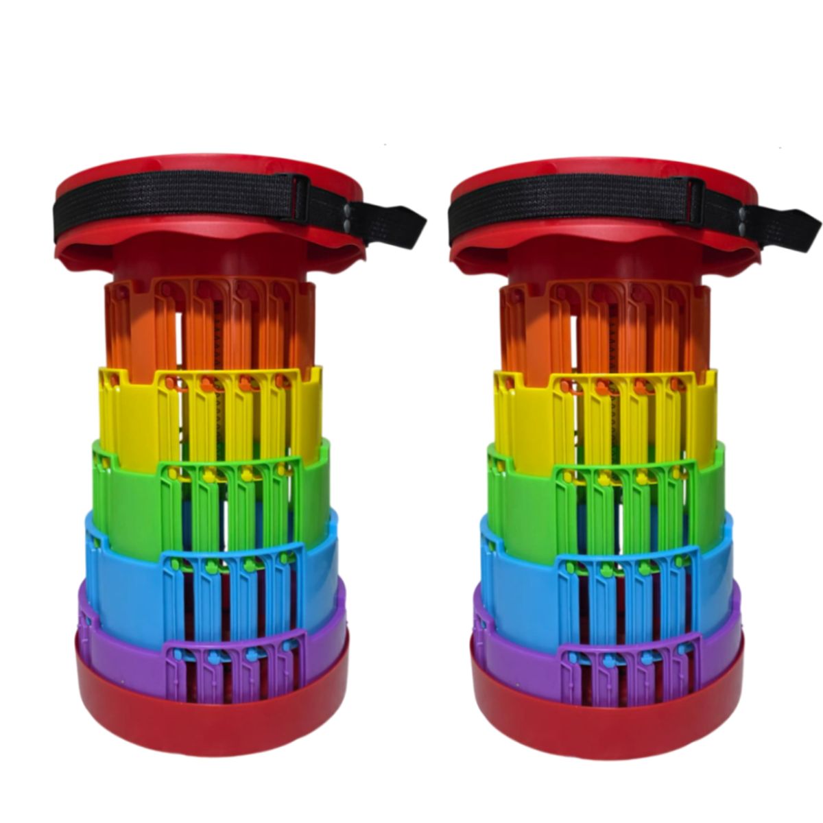 GENERICO - Pack x2 Bancos Retráctil Portátil Fácil de llevar con diseño de arcoíris - Rojo