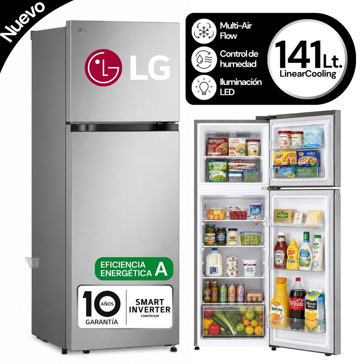 LG - Refrigeradora LG 241 Litros No Frost VT24BPY Plateada