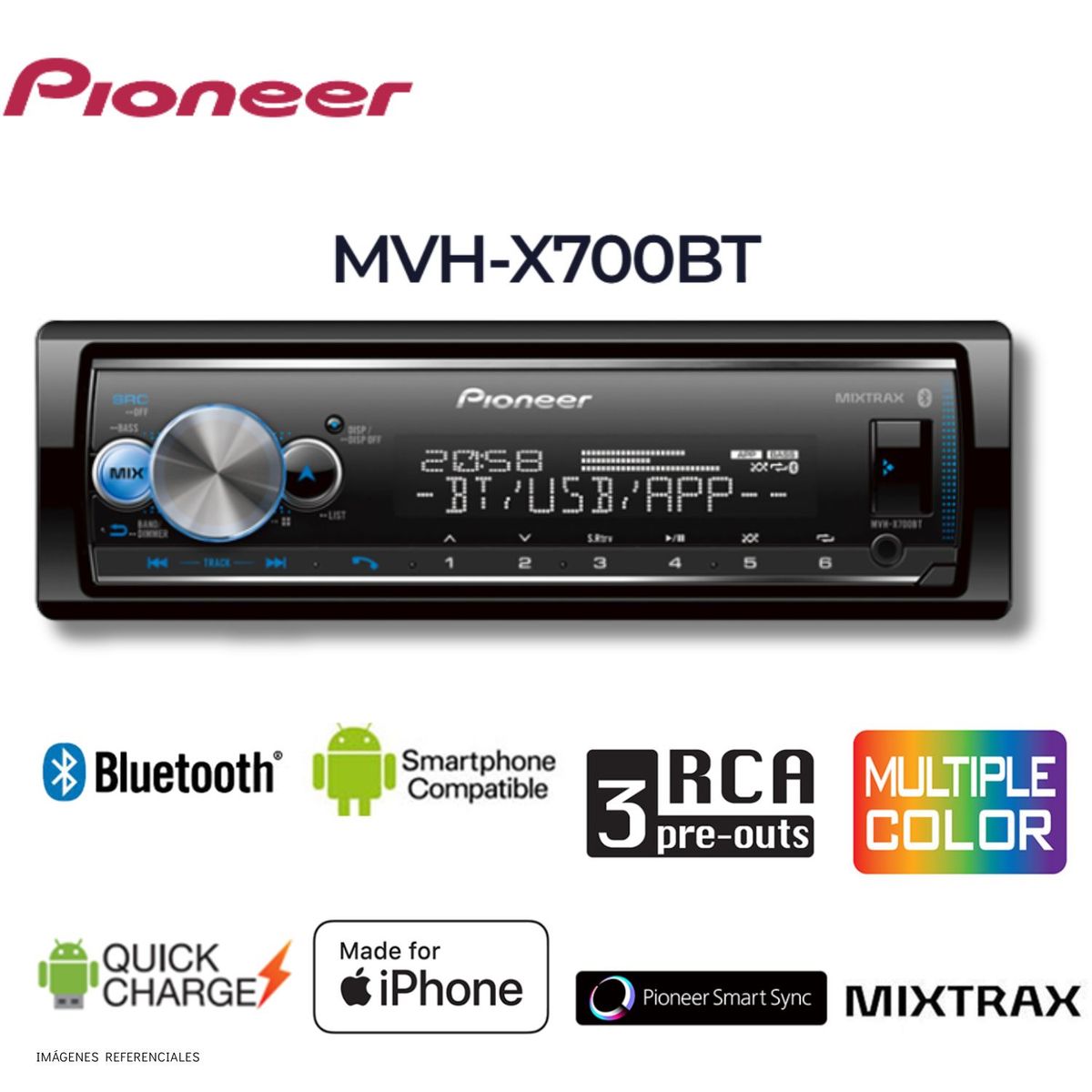 PIONEER - Autoestéreo Bluetooth para Automóvil Pioneer MVH-S325BT 50 W x 4