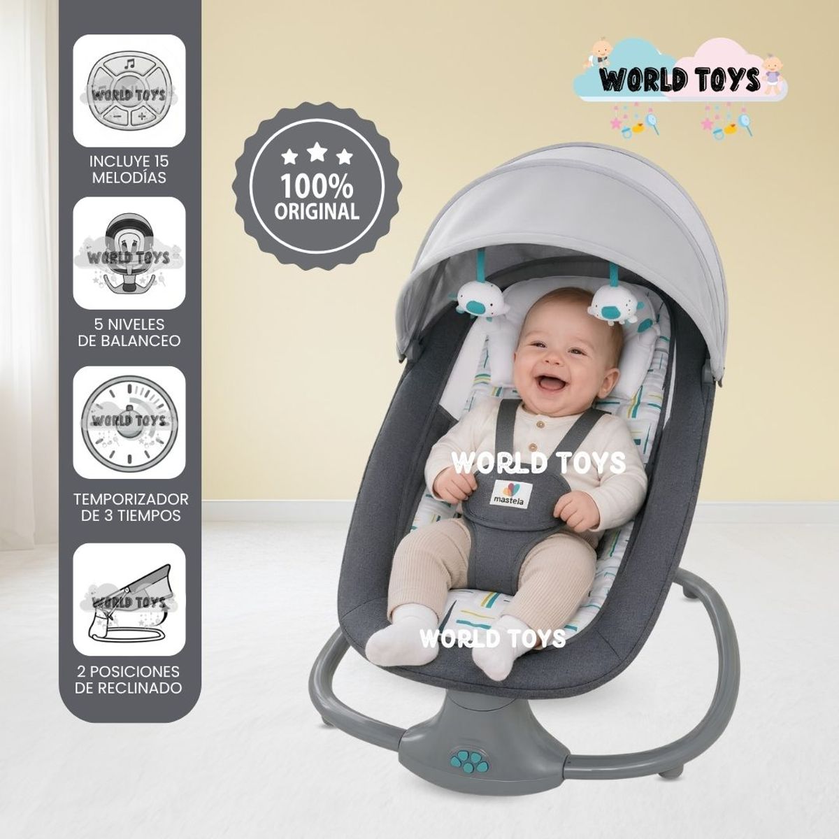 Baby - Mecedora Multifuncional para Bebés «LEXIE» Edición Exclusiva Dark Gray