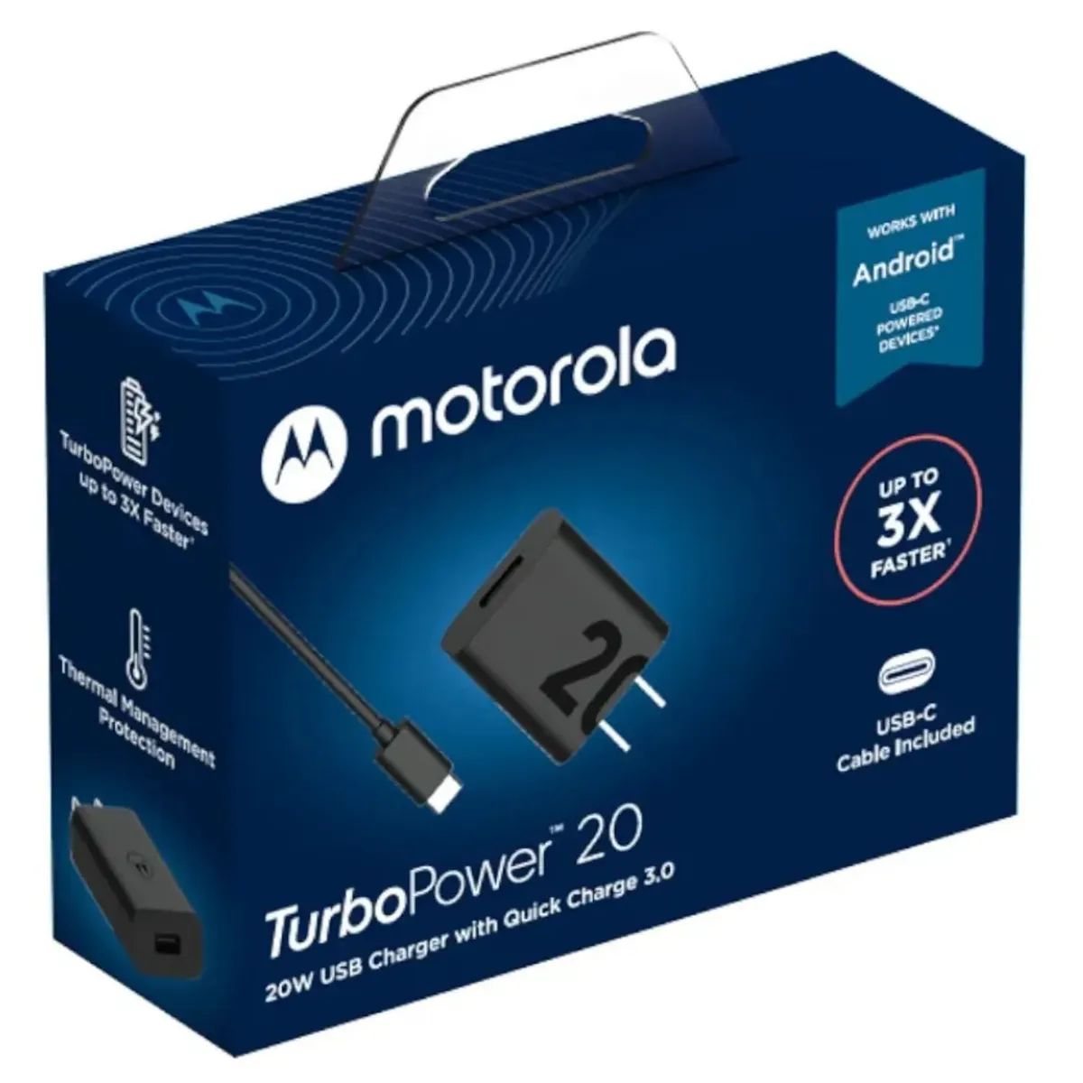 MOTOROLA - Motorola Cargador ORIGINAL TurboPower 20W QC3.0 Chip Quacomm INCLUYE CABLE 1mt Tipo C