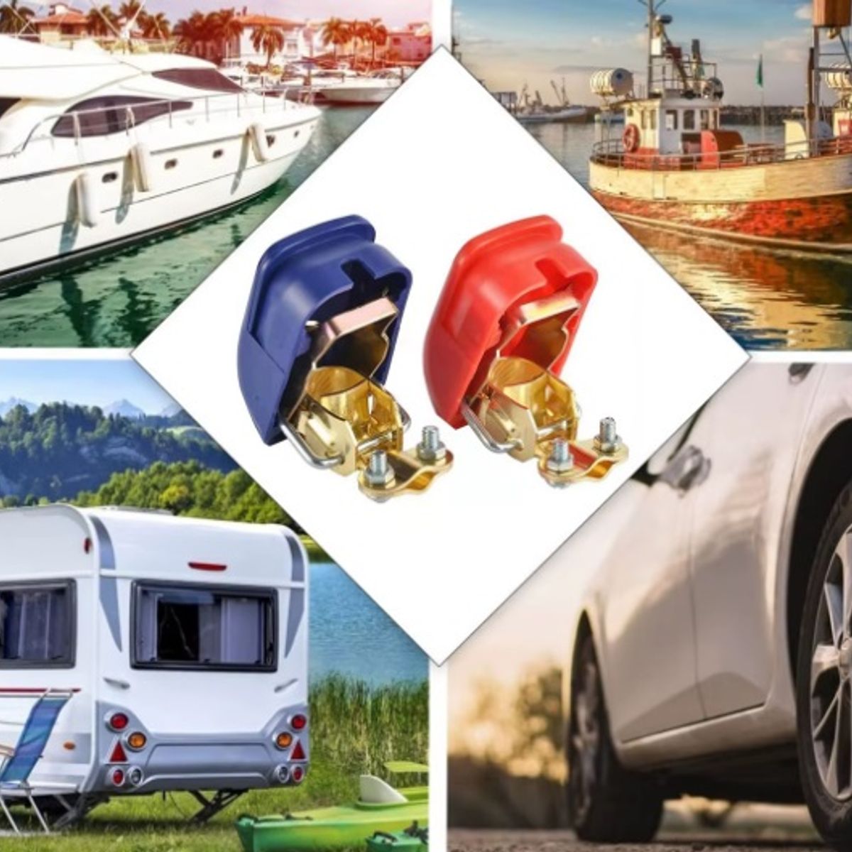GENERICO - Conectores de Terminales para Batería de Coche 12V/24V –  2 Unidades