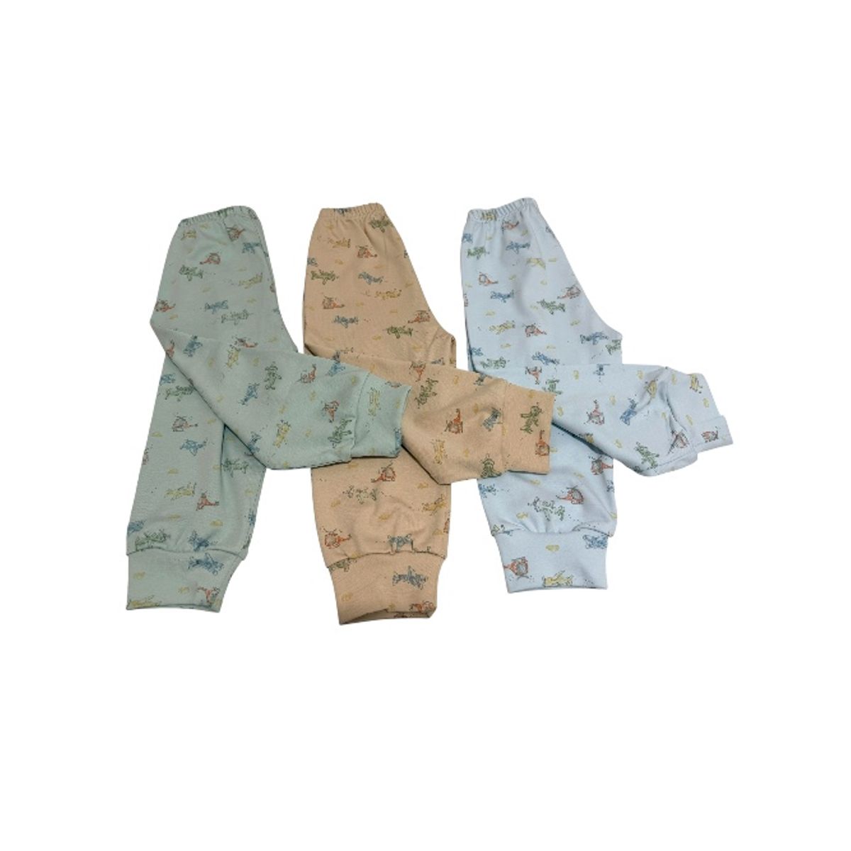 GENERICO - Pack x3 pantalones estampados de algodón bebés 6-12 meses
