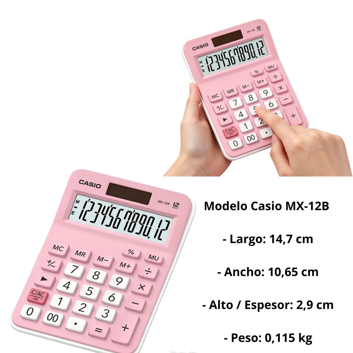 OEM - Calculadora Casio De 12 Digitos Color Rosa