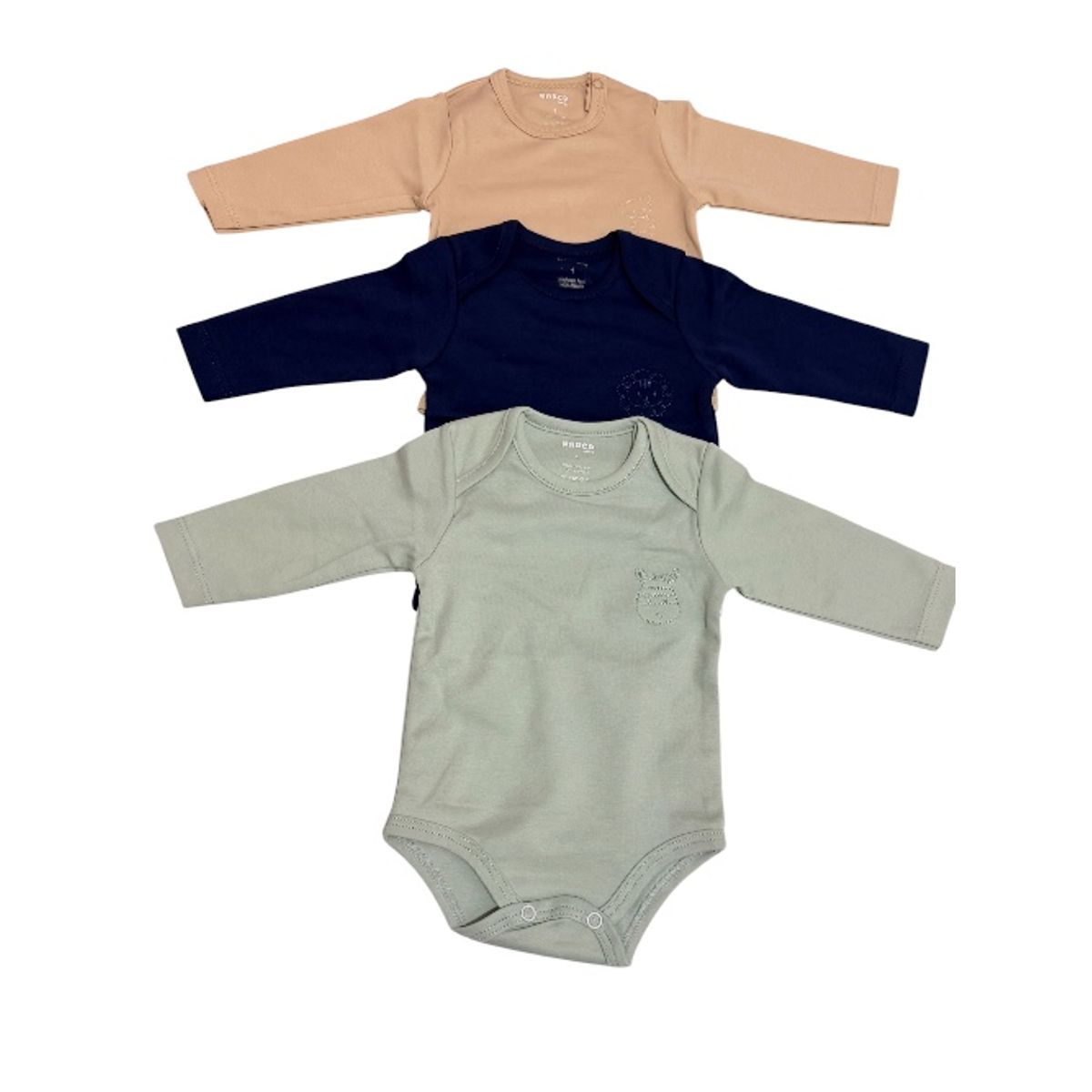 GENERICO - Pack x3 bodys manga larga de algodón bebés 0-3 meses