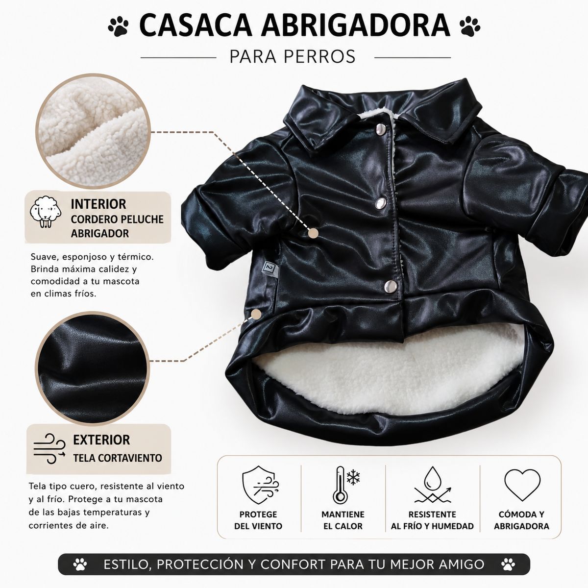 GENERICO - Casaca MOTERA Abrigadora HARLEY DAVIDSON para Perros TALLA 4