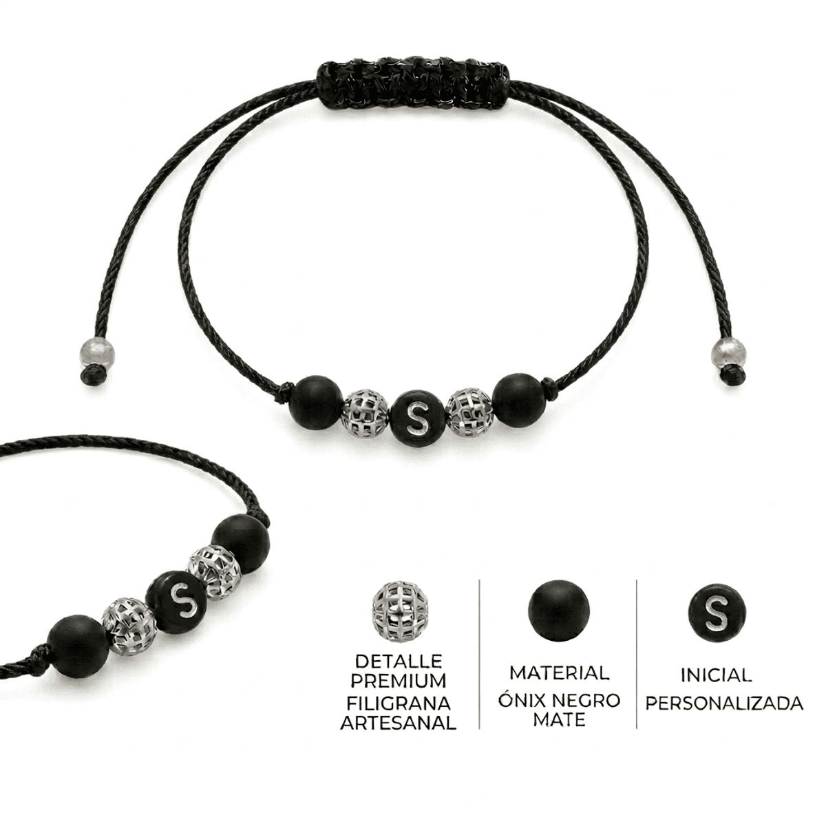 LUCYANA JOYAS Y ACCESORIOS - Pulsera Hombre Letra Inicial S  "Tu Esencia" - Legado de Conexión Energética Lucyana