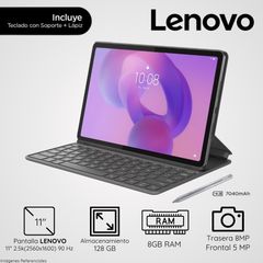 Lenovo Idea Tab Con Pantalla LCD 2.5K De 11″, MediaTek Dimensity 6300, 8 GB RAM, 128 GB ROM, Android 15, Incluye Lápiz Capacitivo, Color Azul Polar