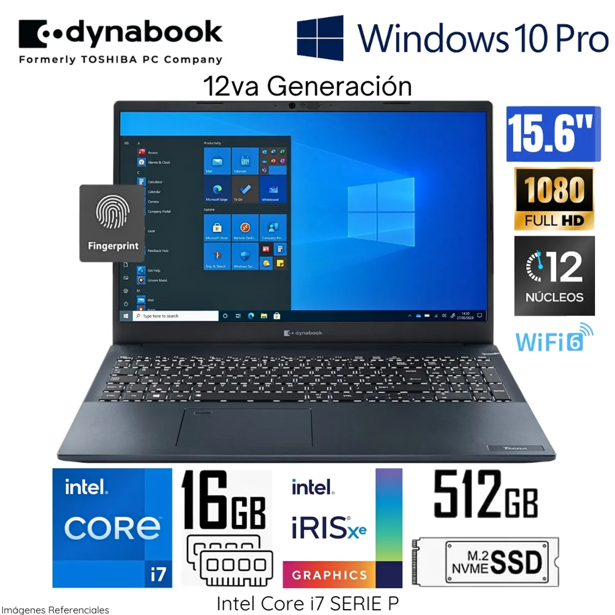 Laptop Dynabook Tecra A 50K Intel Core i7 1260P 16GB RAM 512GB SSD WIN 10 PRO PML20U0N8021, marca DYNABOOK - Foto Principal