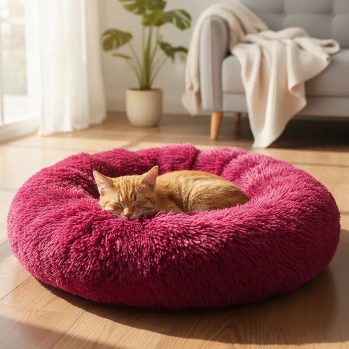 GENERICO - Cama dona para mascota 70cm - guinda