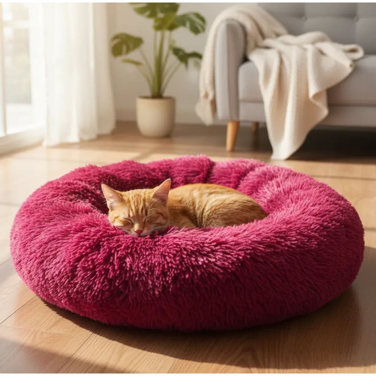 GENERICO - Cama dona para mascota 70cm - guinda