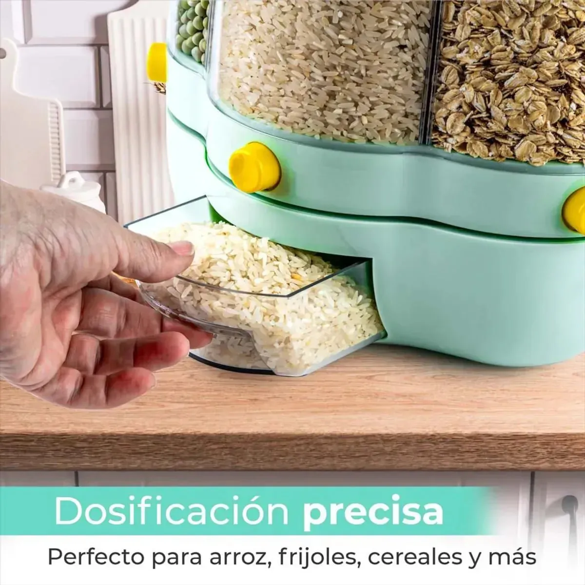 GENERICO - Dispensador Giratorio de Menestras y Cereales 360° Smart Organizer 7L Blanco