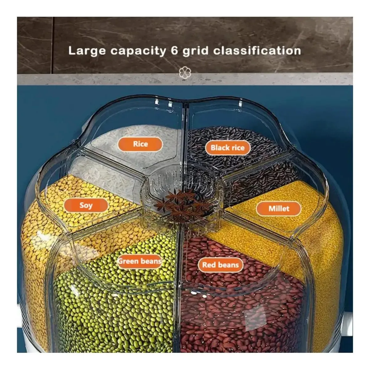 GENERICO - Dispensador Giratorio de Menestras y Cereales 360° Smart Organizer 7L Blanco