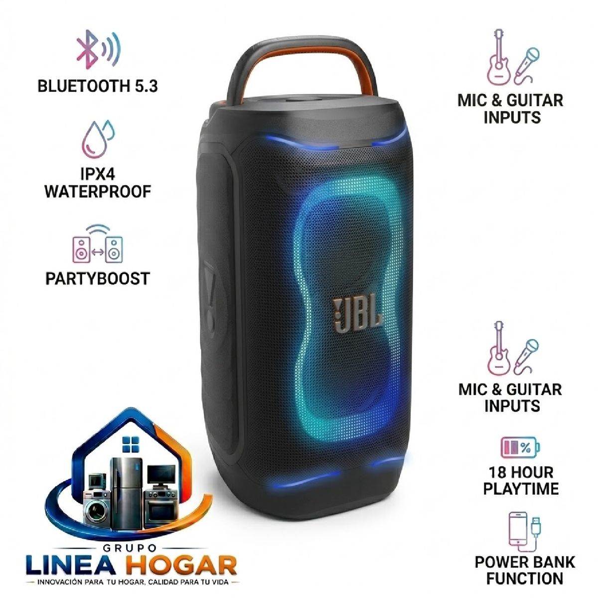 JBL - Parlante JBL PartyBox 130 Bluetooth 200W RMS – Negro