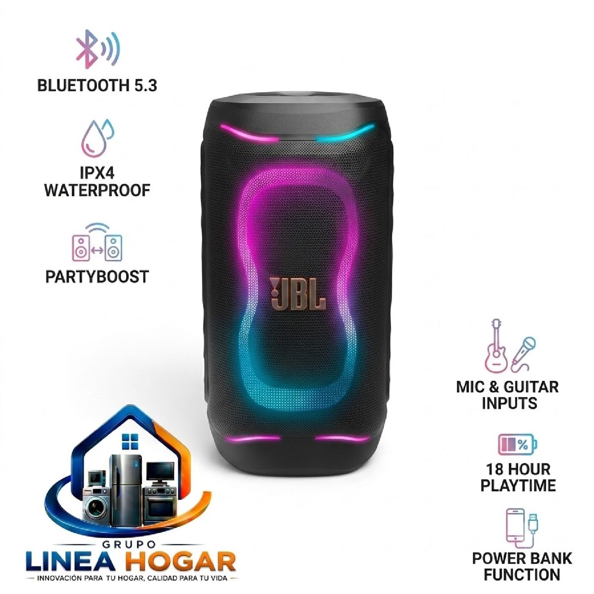 JBL - Parlante JBL PartyBox 130 Bluetooth 200W RMS – Negro