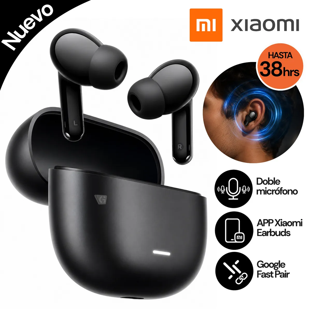 XIAOMI - Audífonos Inalámbricos Redmi Buds 8 Active NegroBluetooth