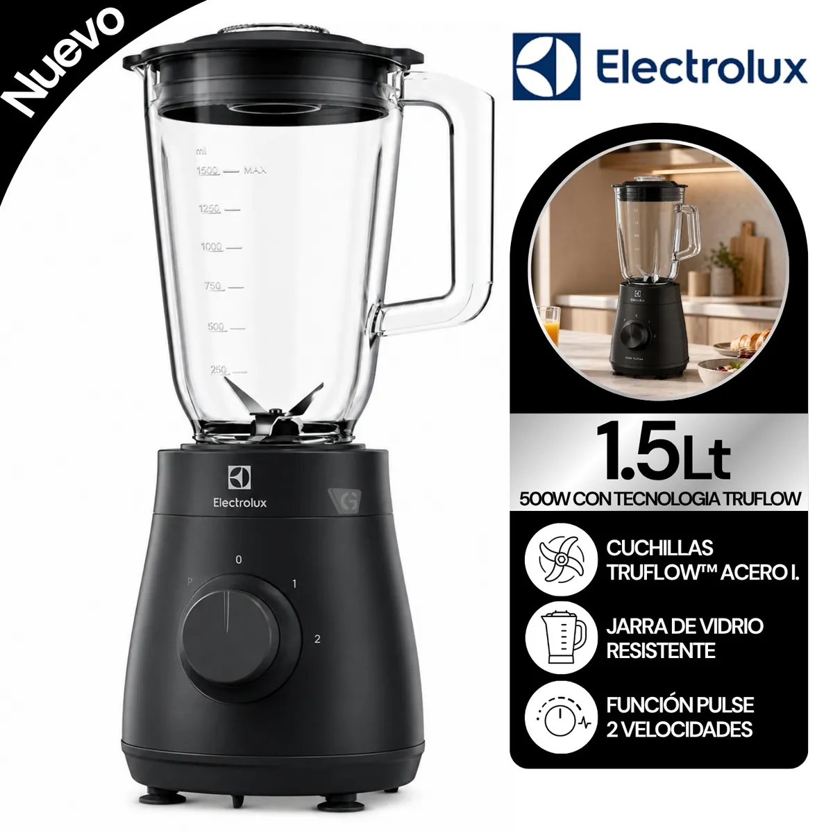OSTER - Licuadora Electrolux 500w con Tecnologia TruFlow EBS20