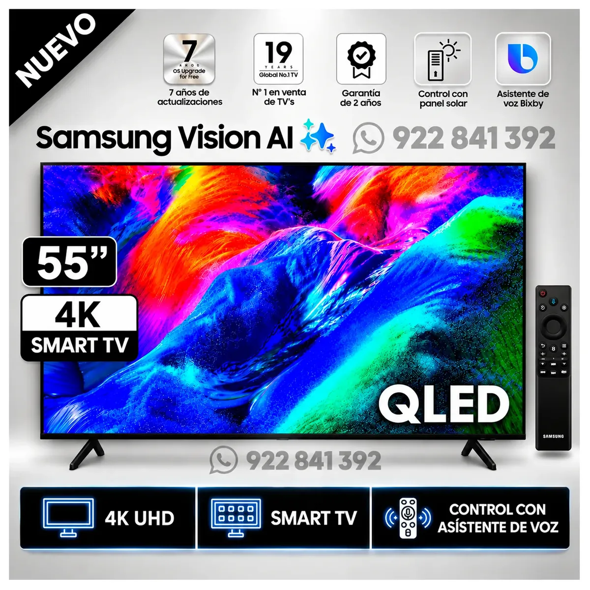 SAMSUNG - Televisor Samsung QLED 50" 4K Ultra HD Tizen QN55Q7FAAG - Modelo 2025
