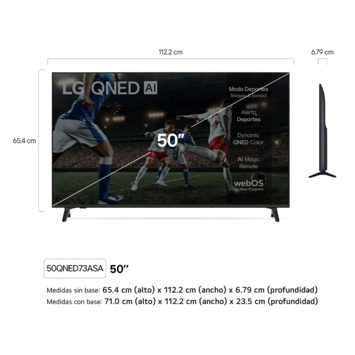 LG - LG QNED 50 4K UHD Smart TV con AI  Modelo 50QNED73ASA 2026