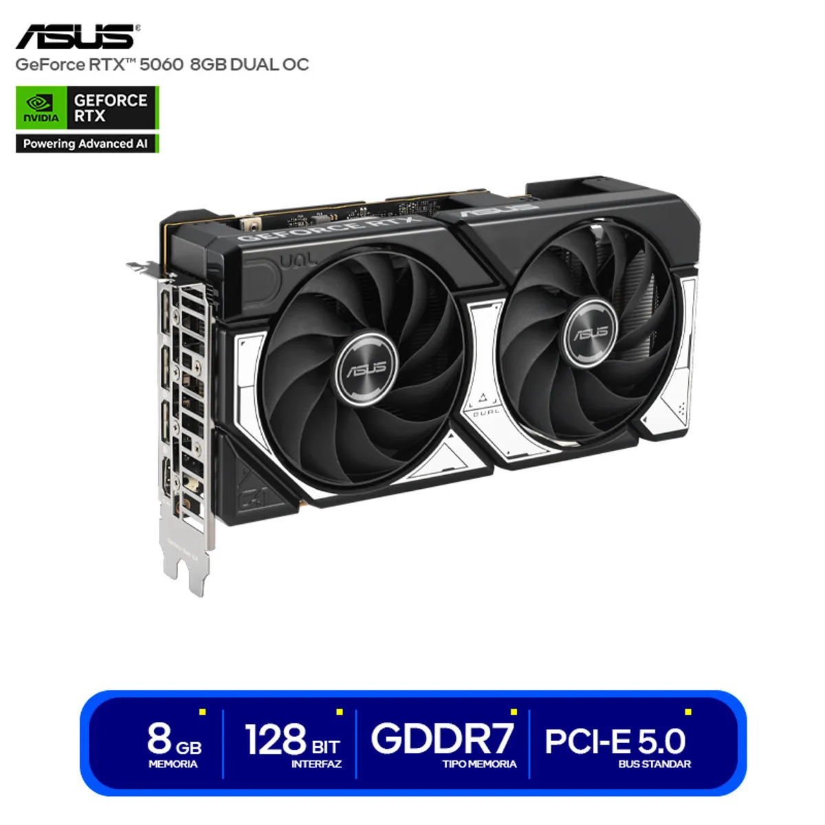 ASUS - TARJETA DE VIDEO ASUS DUAL NVIDIA RTX5060 8GB OC GDDR7