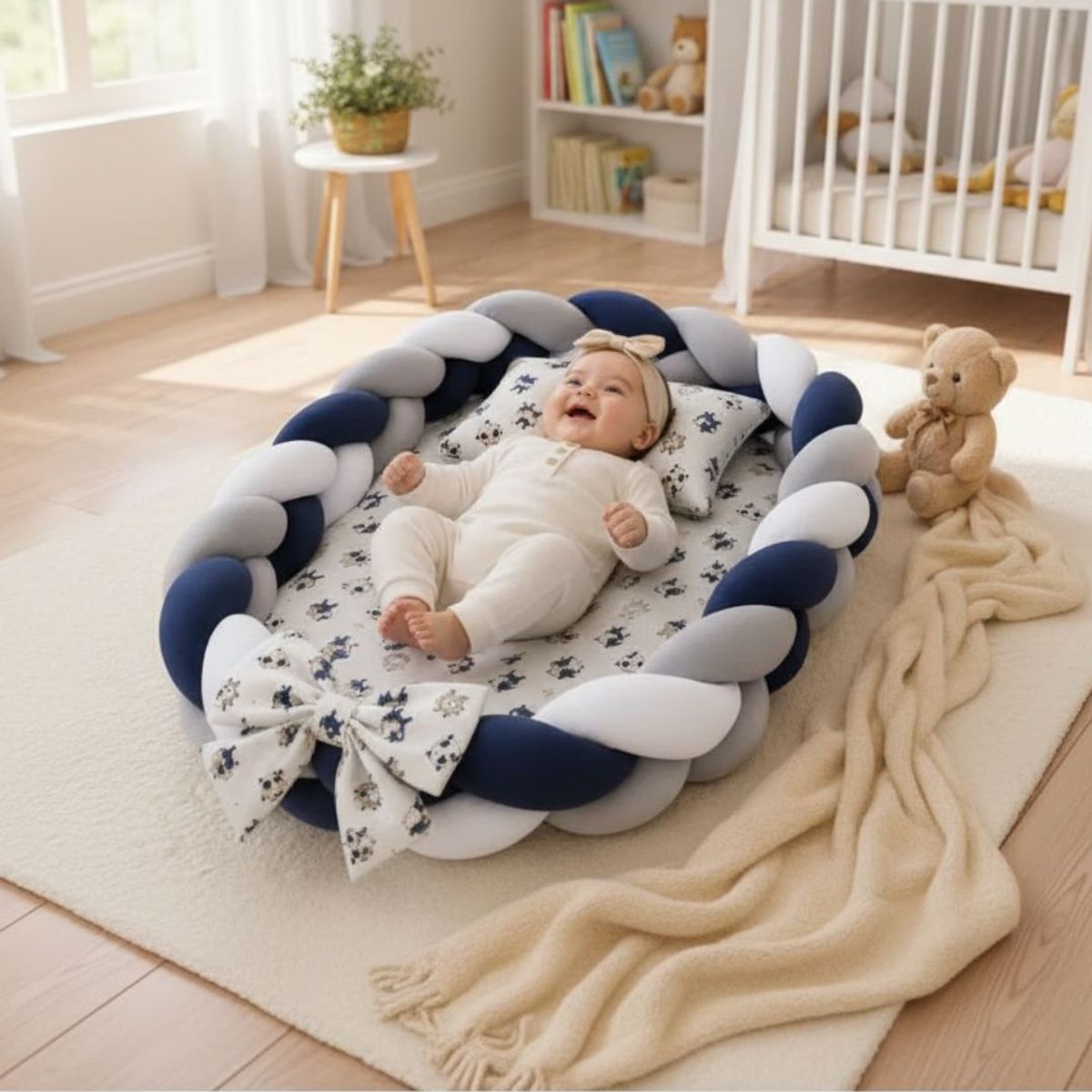 GENERICO - nido colecho para bebe con almohada  85X 50 con forro - Azul