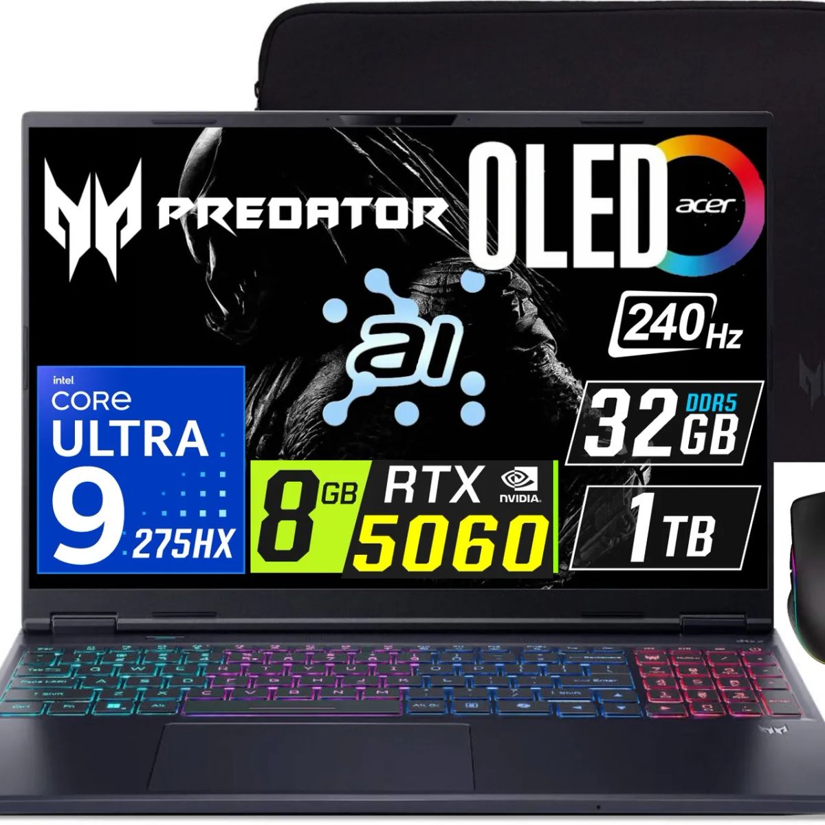 ACER - Laptop Acer Predator Helios NEO 16 AI Core Ultra 9-275HX 8gb RTX5060 Ram 32gb Ssd 1tb 16 OLED 240Hz.