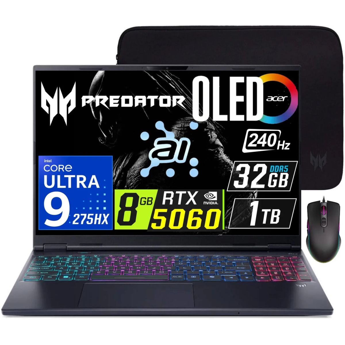 ACER - Laptop Acer Predator Helios NEO 16 AI Core Ultra 9-275HX 8gb RTX5060 Ram 32gb Ssd 1tb 16 OLED 240Hz.