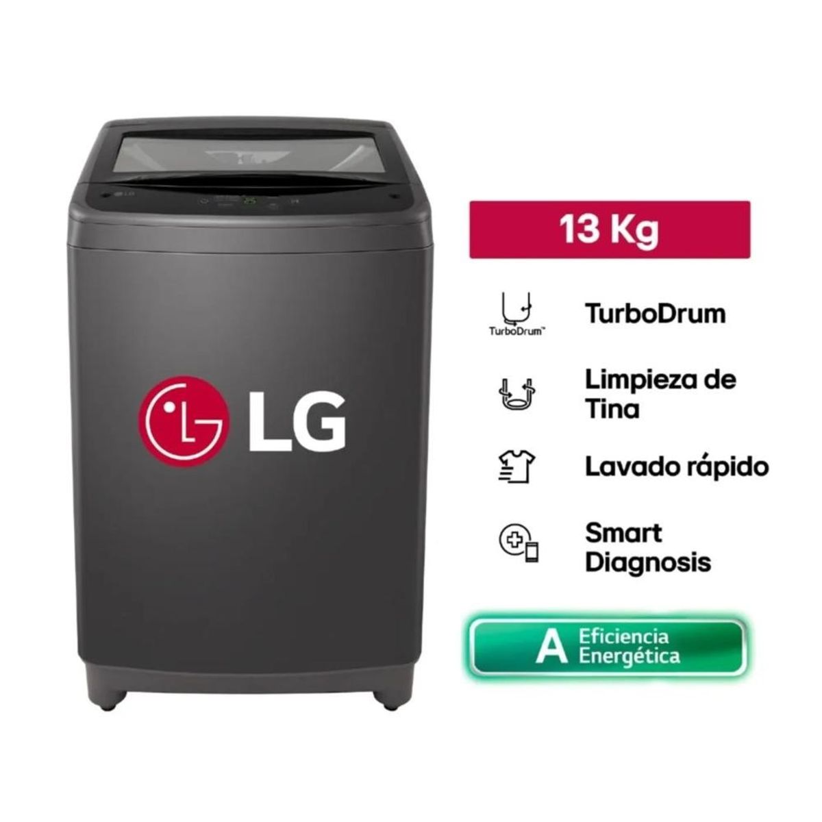 LG - Lavadora 13Kg Carga Superior Negro Claro WT13BVTB