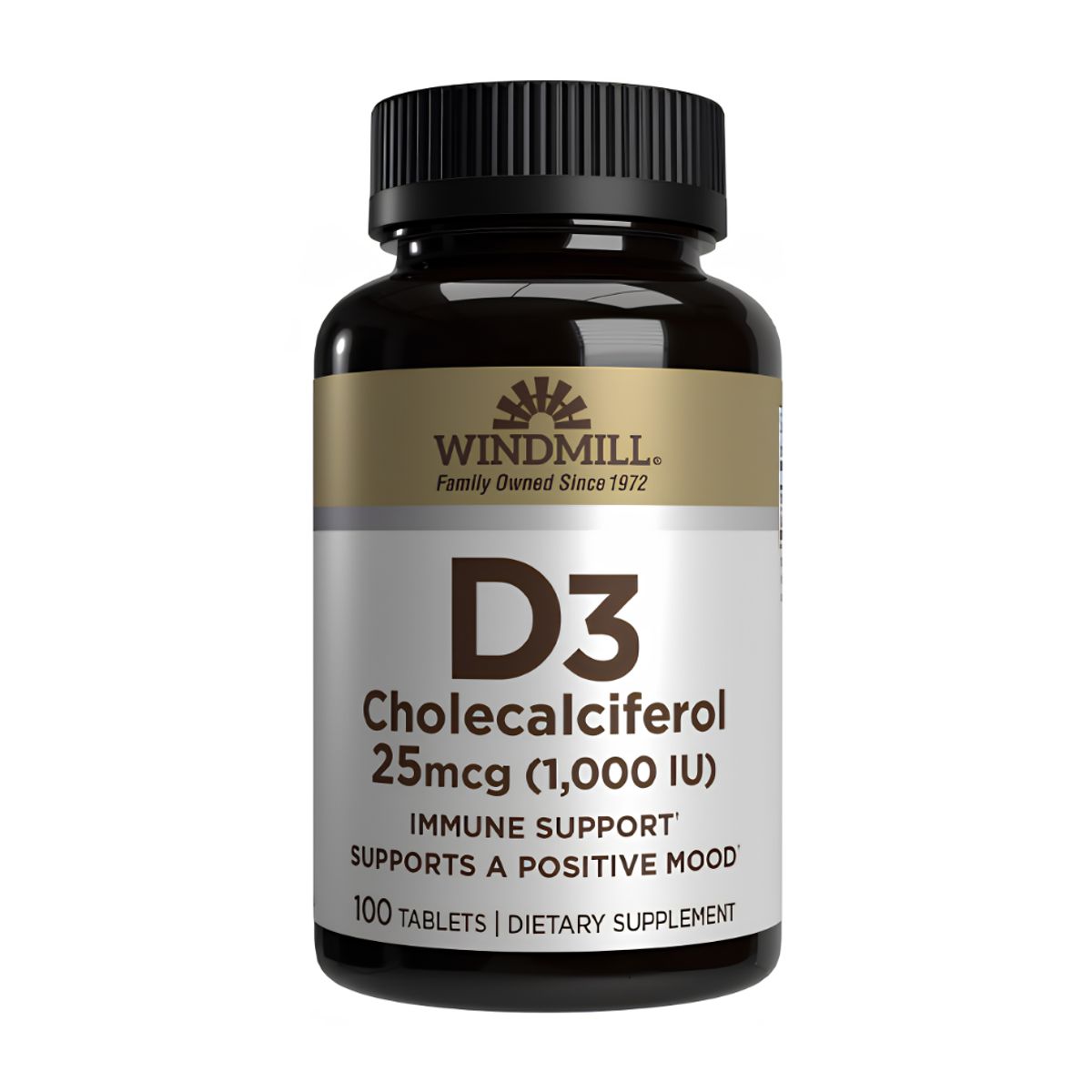 WINDMILL - Vitamina D3 WINDMILL 25 mcg (1000IU) - 100 Tabletas
