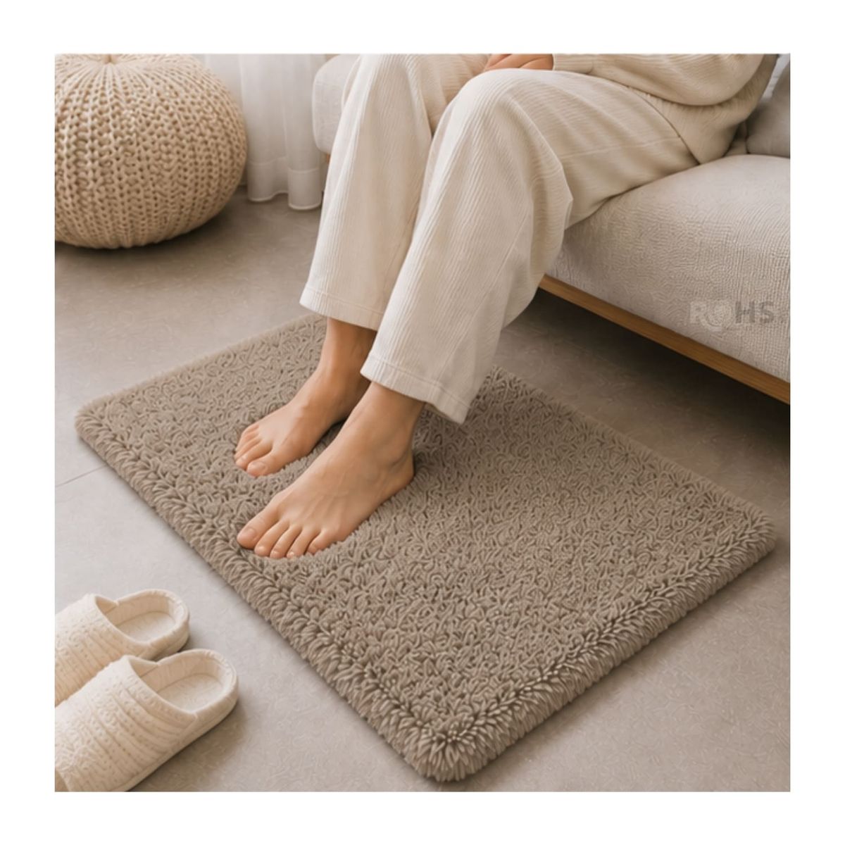 OEM - Alfombra Afelpada Pequeña Rectangular Café 60 x 38.5 cm