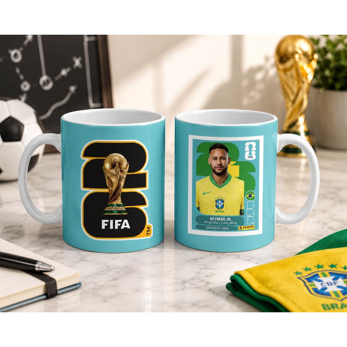 GENERICO - Taza personalizada copa mundial, Neymar Brasil
