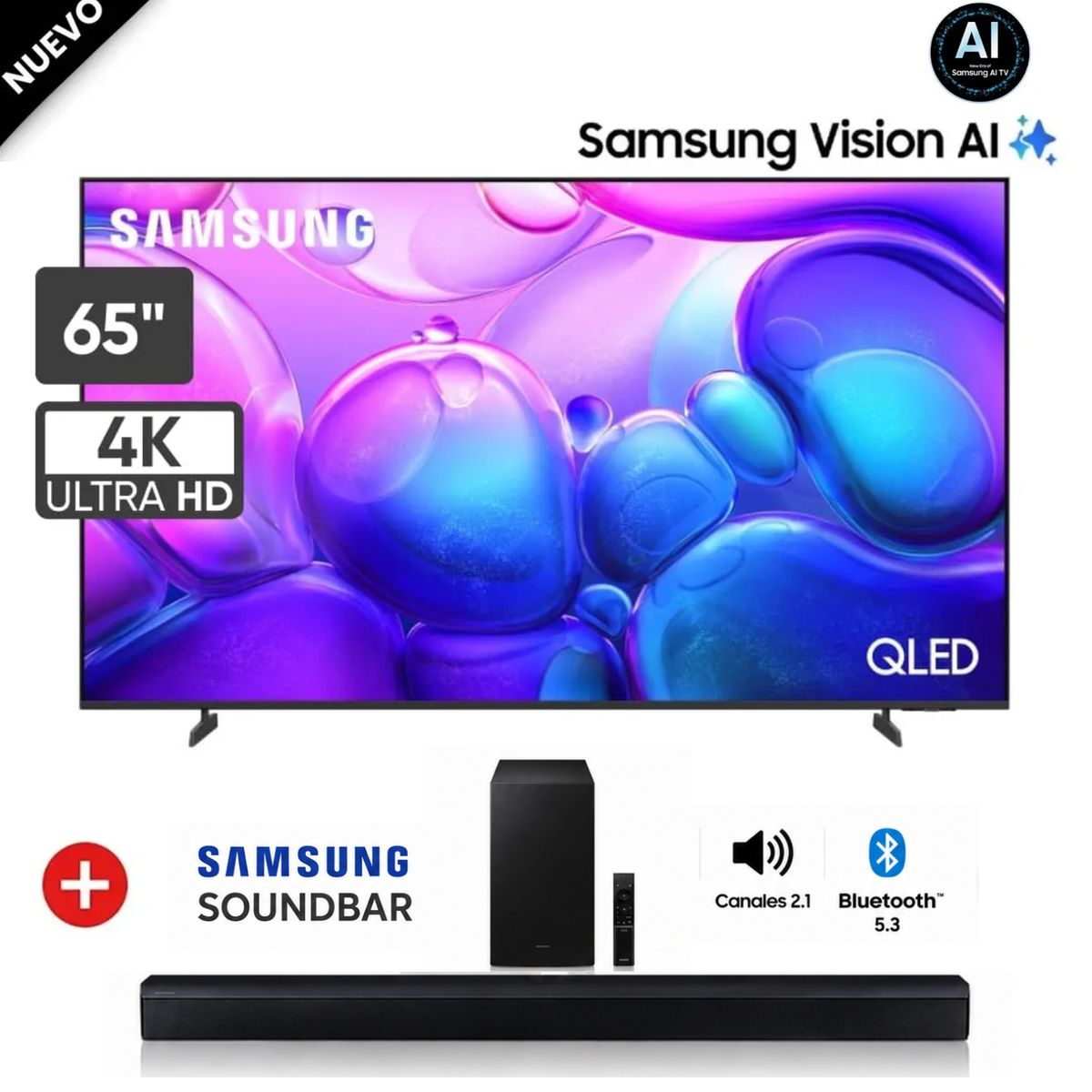 SAMSUNG - TELEVISOR SAMSUNG QLED 65 4K SMART TV Q6F2025 + SOUNDBAR B450