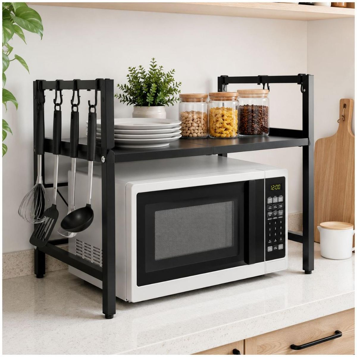 GENERICO - Estante Organizador de Microondas Multiusos de Metal Expandible 46x60x36cm