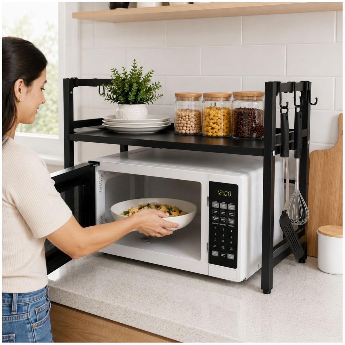 GENERICO - Estante Organizador de Microondas Multiusos de Metal Expandible 46x60x36cm