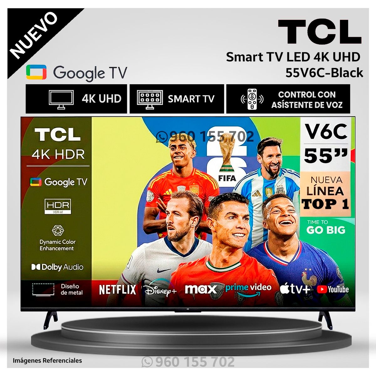 TCL - Televisor TCL 55 LED 4K UHD 55V6C Google TV - Modelo Nuevo