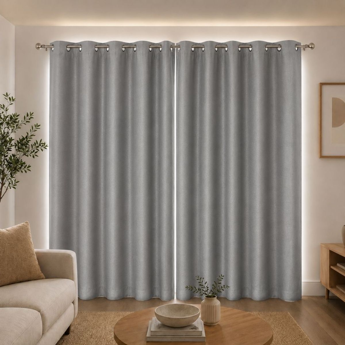 SALA FABULOSA - Cortina Blackout Tapasol 3x2.30 m – 2 Paños con Argollas - Plomo