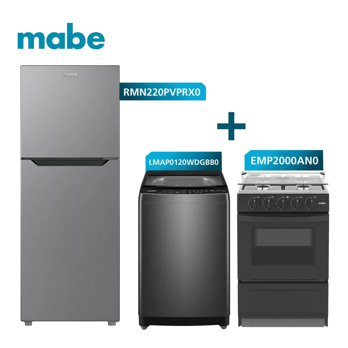 Combo Refrigeradora 196L +Cocina Gas 51cm +Lavadora 10kg Mabe, marca Mabe - Foto Principal