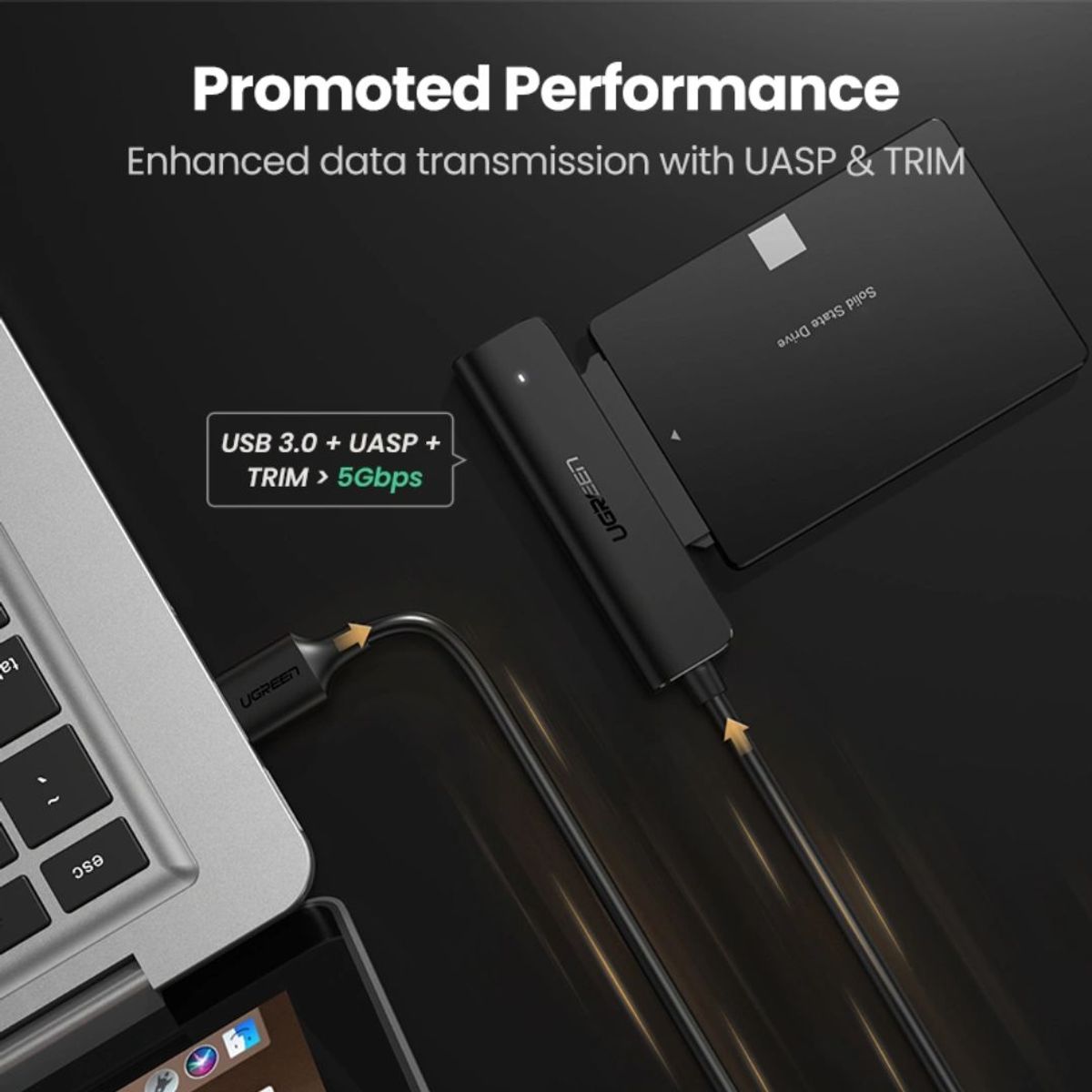 UGREEN - Adaptador USB 3.0 a SATA UGREEN CM321 para HDD SSD 2.5" con UASP 5Gbps