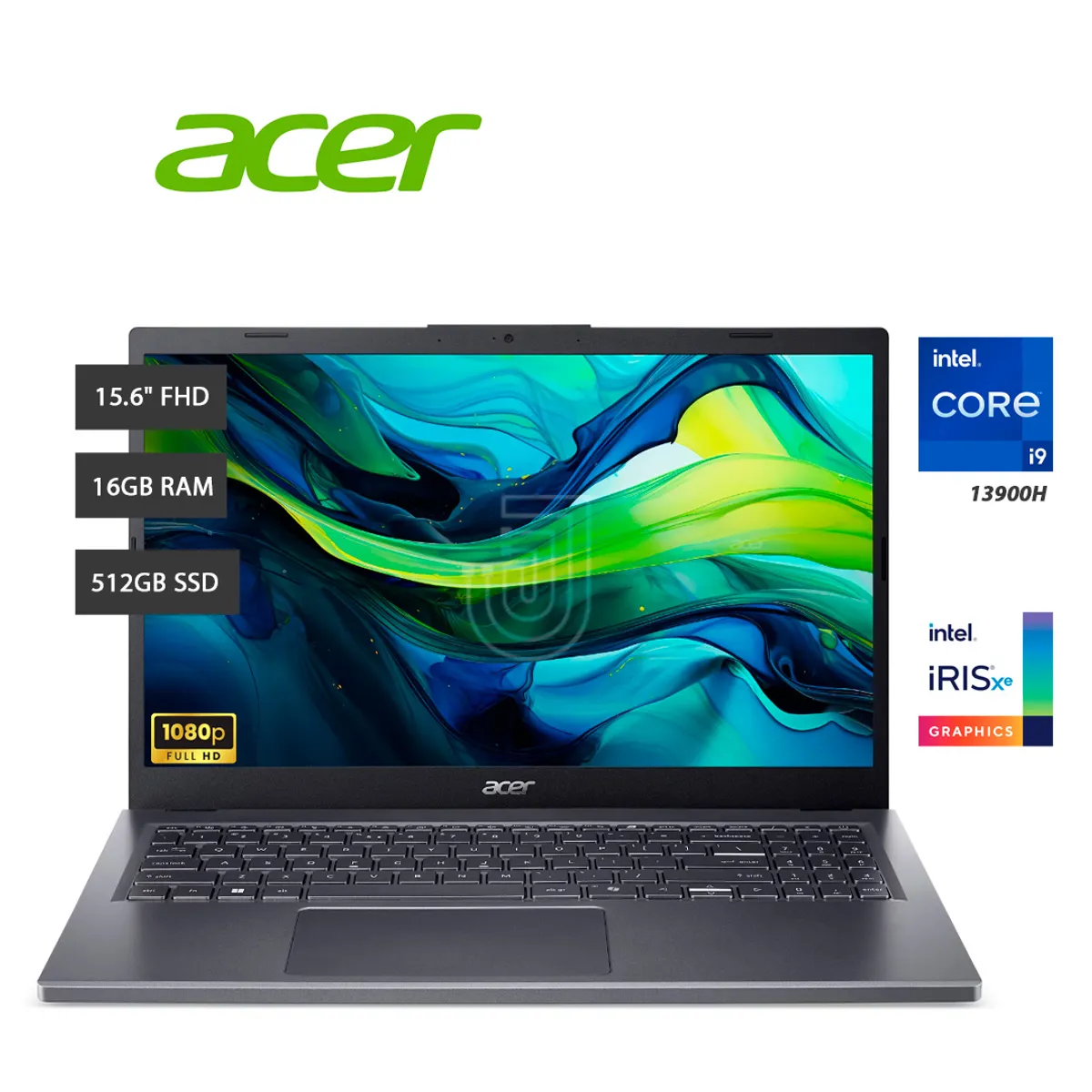ACER - Laptop  ACER ASPIRE 5 15 Intel Core i9 13900H, Ram 16gb, SSD 512gb, Pantalla 15.6" FHD, Fredoos.