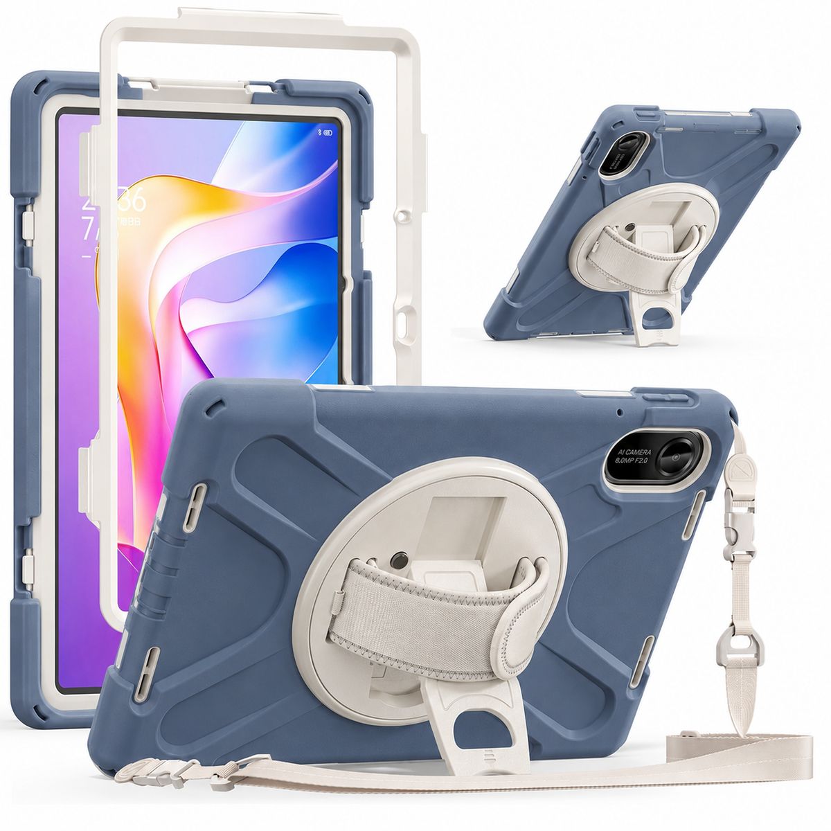 GENERICO - Funda Antigolpe Armor Correa 360° Para Redmi Pad 2 - AZUL ACERO