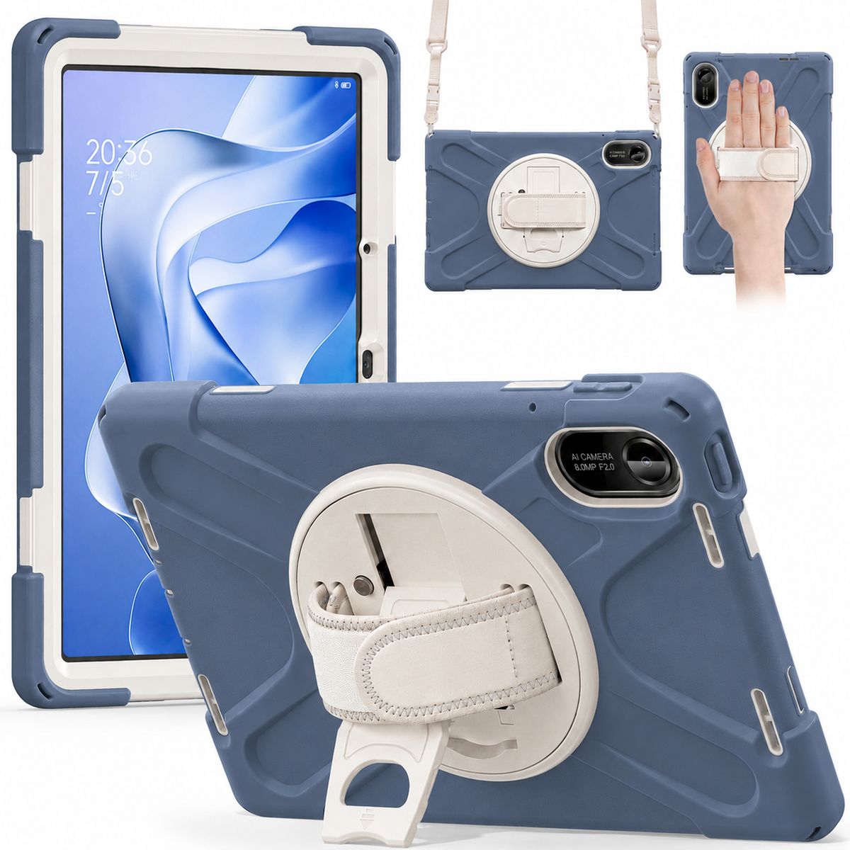GENERICO - Funda Antigolpe Armor Correa 360° Para Redmi Pad 2 - AZUL ACERO