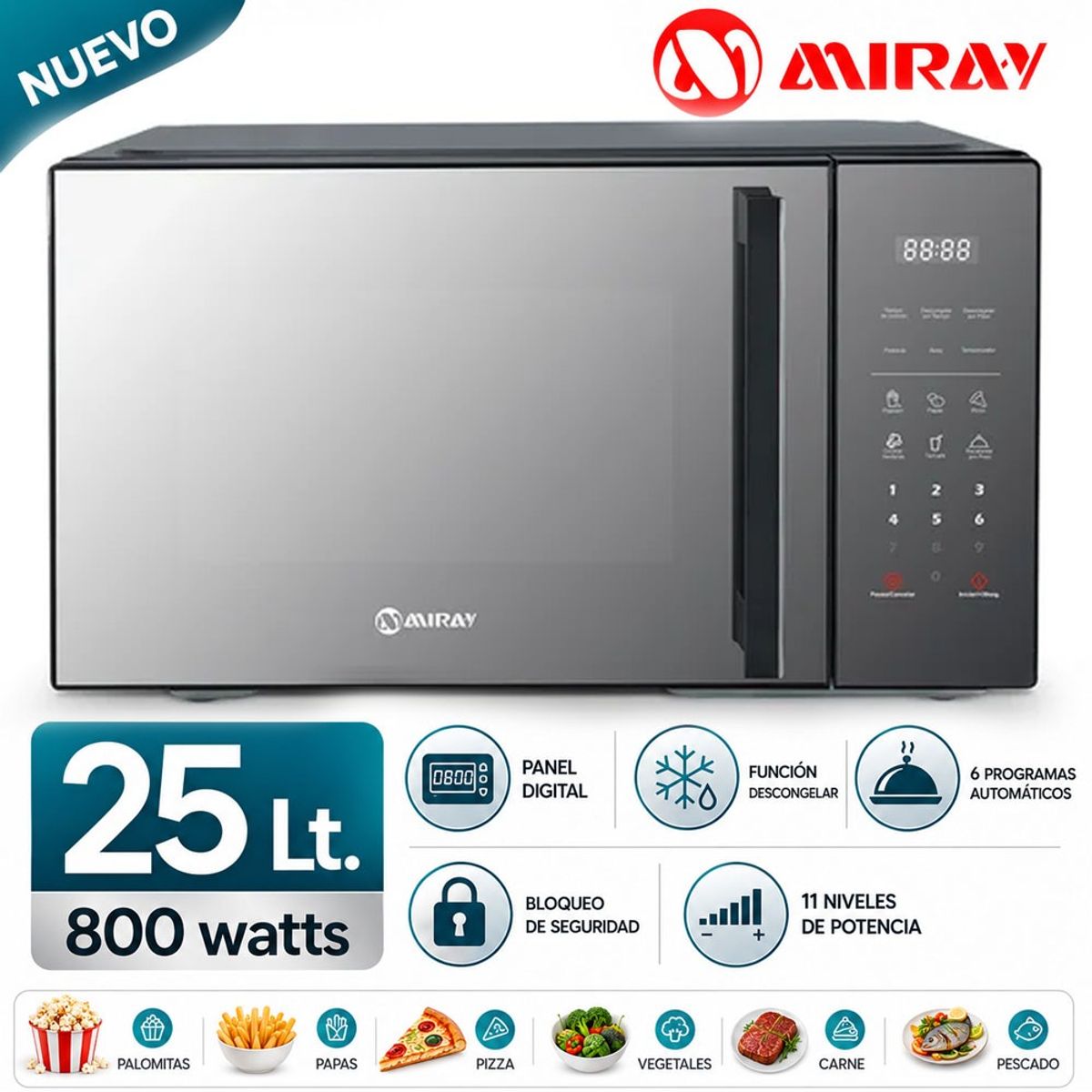 MIRAY - Horno Microondas Miray HMM-255N 25 L