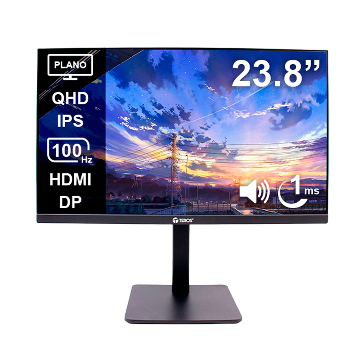 Teros - MONITOR PLANO TEROS 23.8 QHD IPS 100HZ 1MS TE-2416CS HDMI DP CAMARA