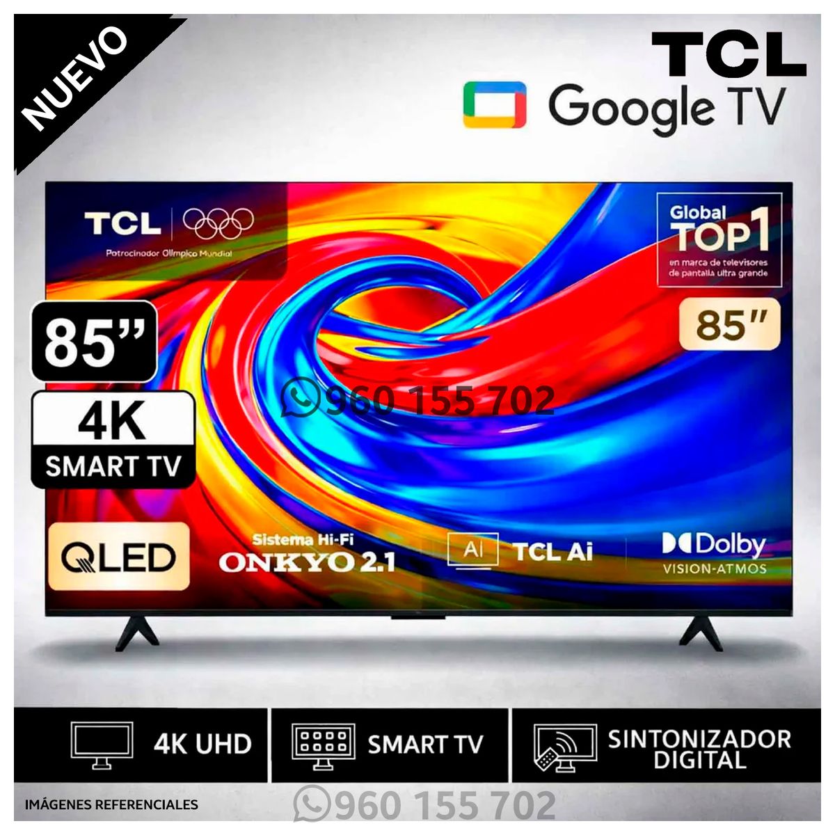 TCL - Televisor TCL 85'' PREMIUM QLED 4K UHD Google TV 85P7L 2026